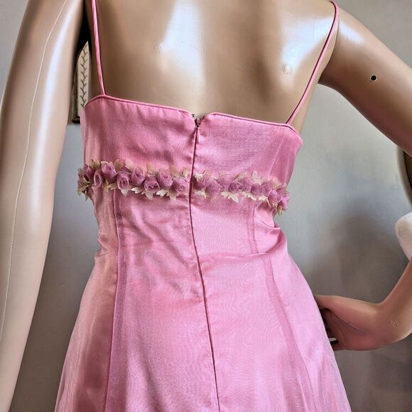 Vintage 90s Blondie Nites Pink Prom Gown Princess Maxi Dress Empire Regency 9 - Picture 11 of 15
